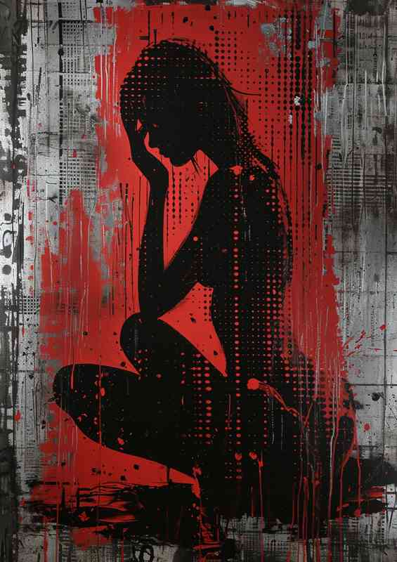 Image features a woman red framed with black dots | Metal Poster