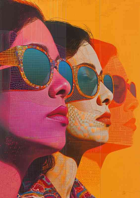 Painting includes three faces varoius colours | Metal Poster