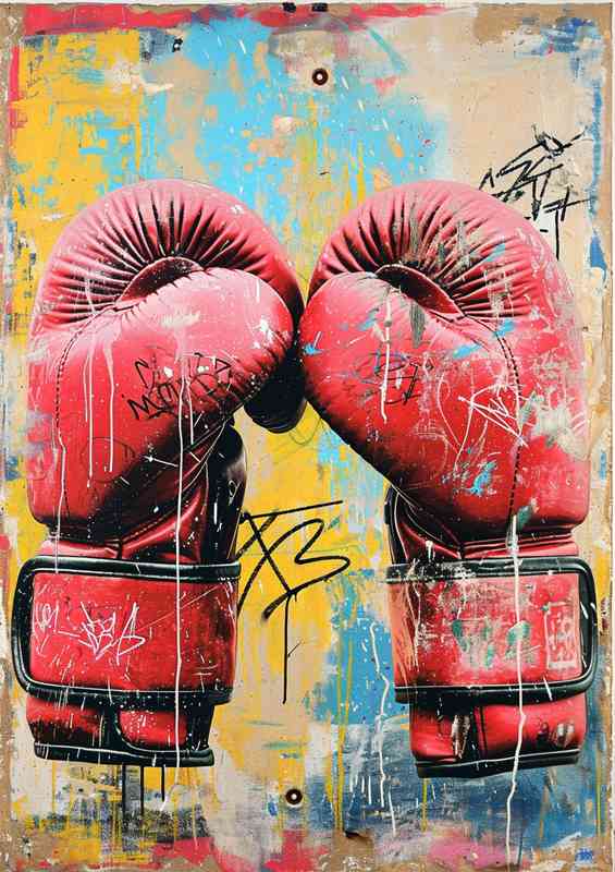 Pair of boxing gloves with street art | Metal Poster