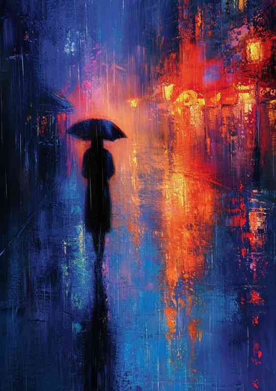 Raining in the street | Metal Poster