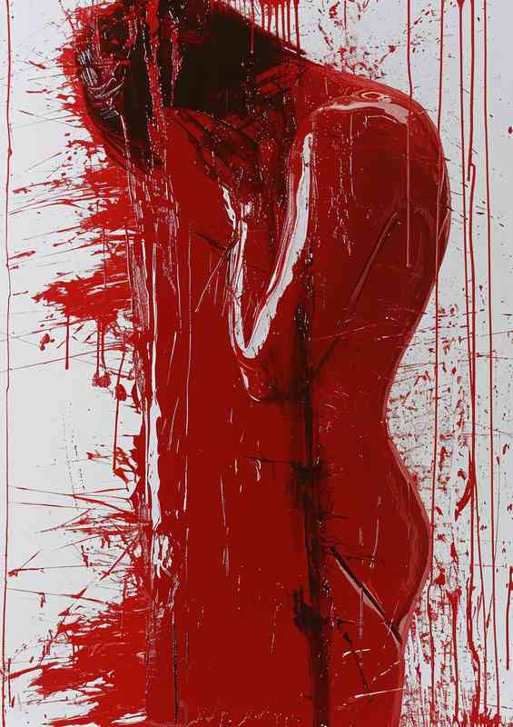 Red print of a body in the style of color splash | Metal Poster