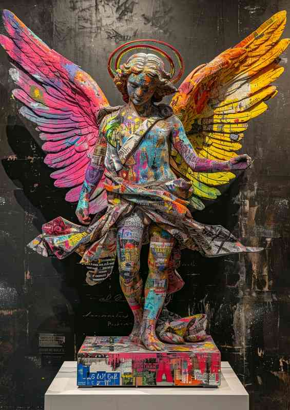 Starue of the painted wings | Metal Poster