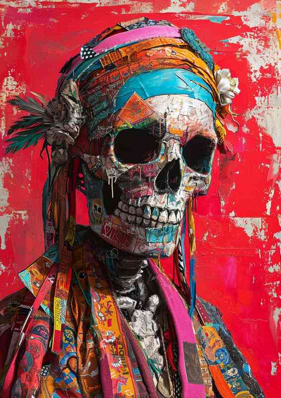 The Painted skull with mixed madia | Metal Poster