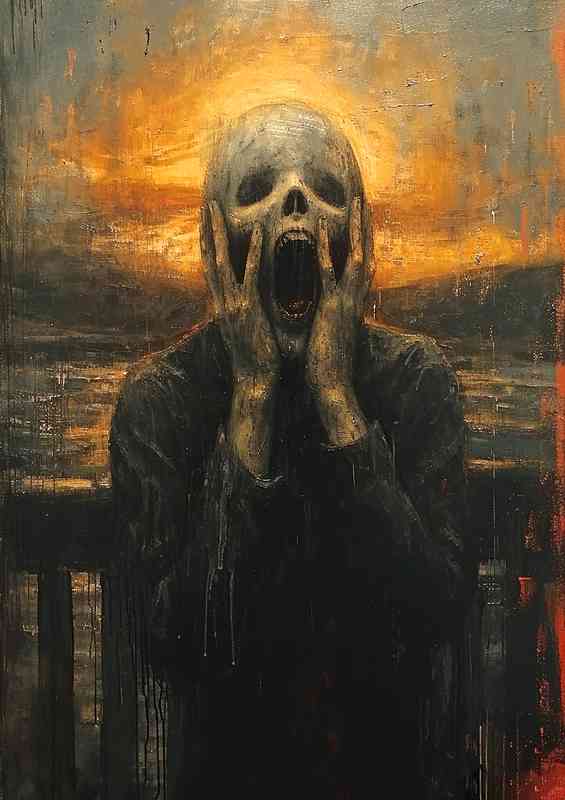 The scream person in the style of illusionistic art | Metal Poster