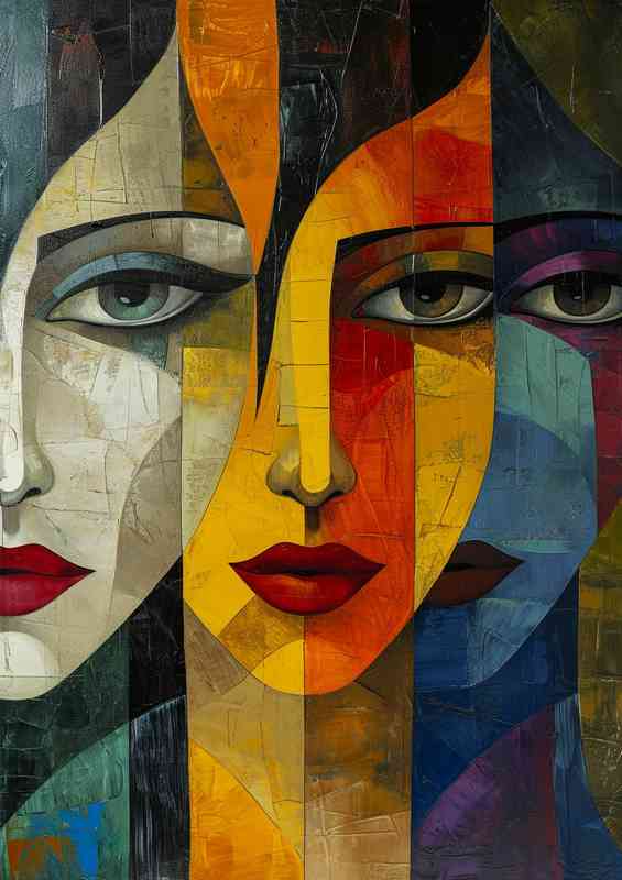The three faces of ladys in abstract art | Metal Poster