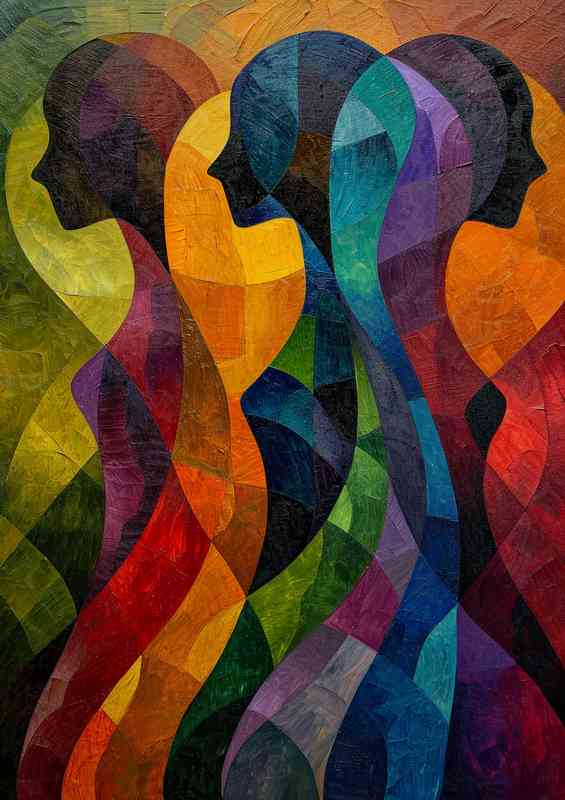 Three colorful women abstract style | Metal Poster