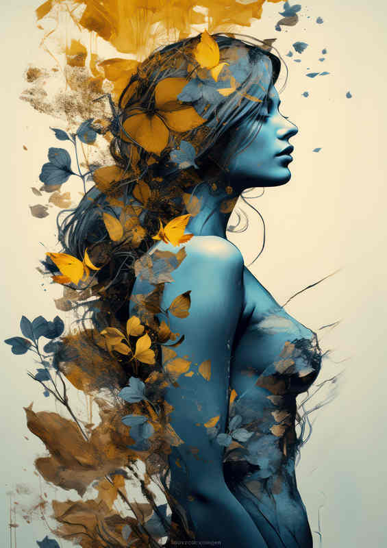 Floral Lady Abstract Metal Poster