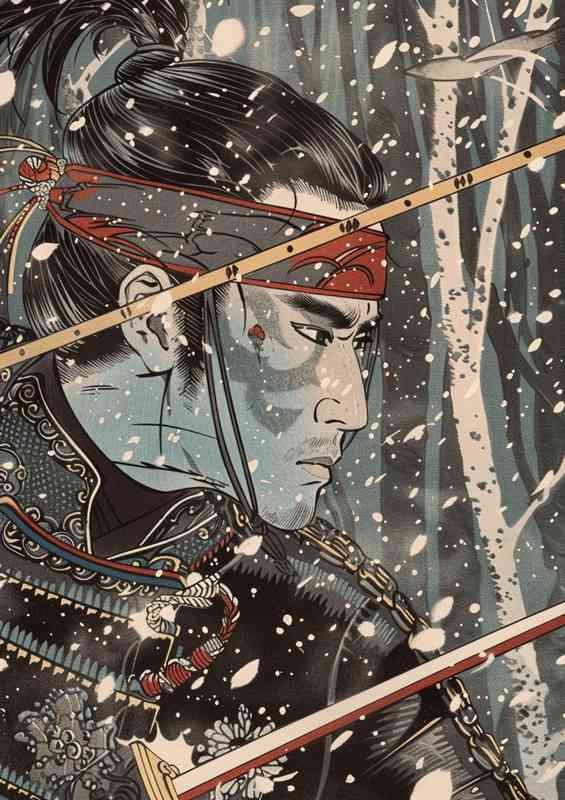 A Japanese an epic samurai in the woodlands | Metal Poster