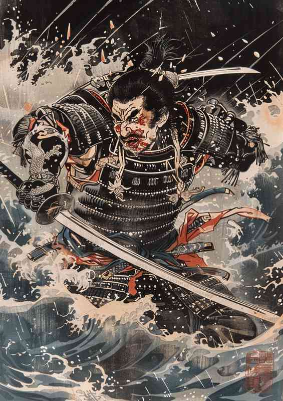 Japanese an ancient samurai | Metal Poster