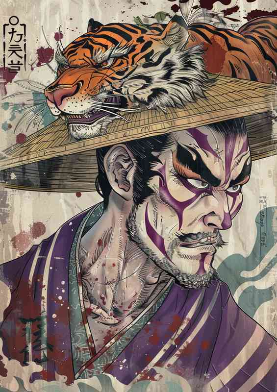 The tigers hat with purple komono | Metal Poster