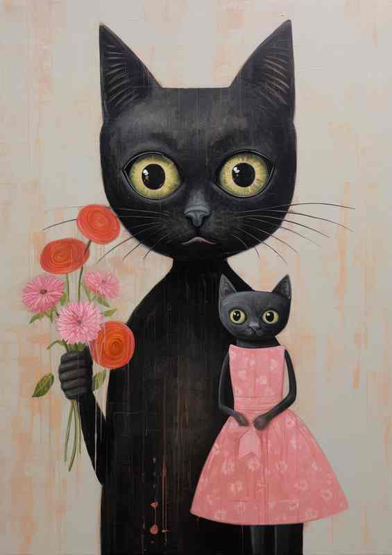Floral Felines Cats Amidst Natures Blooms | Metal Poster