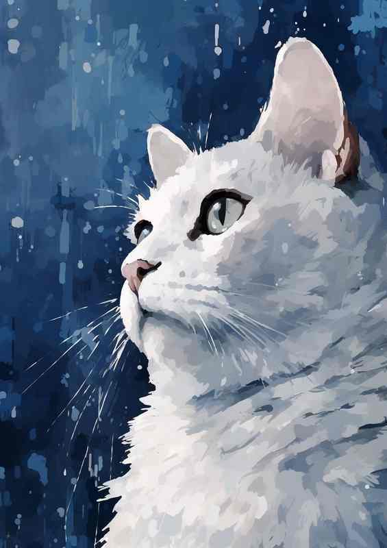 Kitten And Cosmos Feline Fantasies inthe white snow | Metal Poster