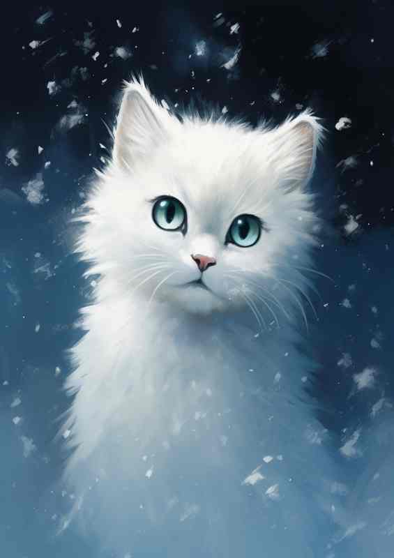 Kittens Embracing Dreamlands Snow Delights | Metal Poster