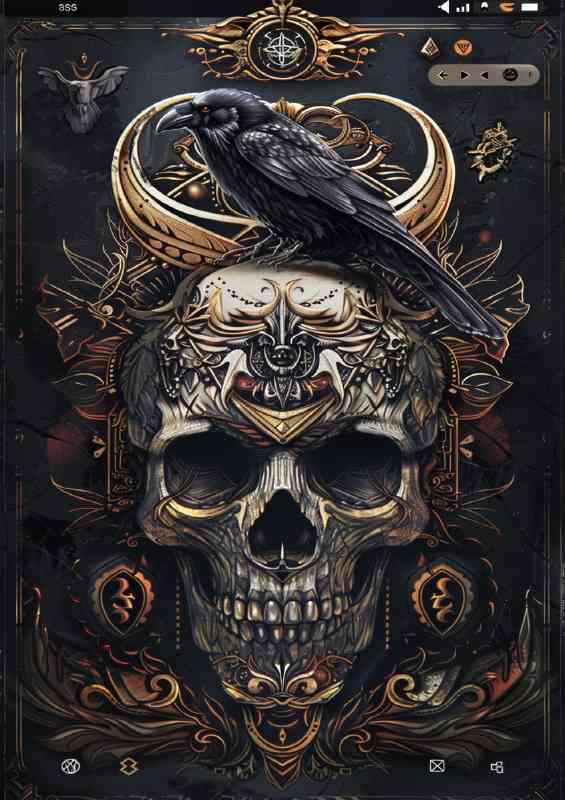 Skull with raven on its head | Metal Poster