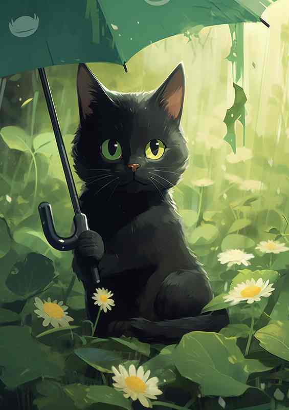 Rainy Whiskers Chronicles of a Black Cats Adventures | Metal Poster