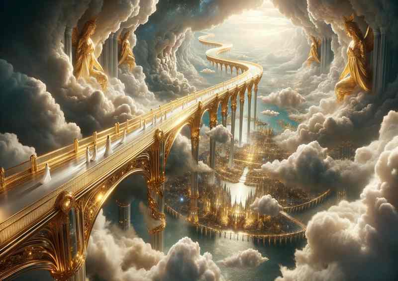 Golden Skybridge Heavenly Path Metal Poster