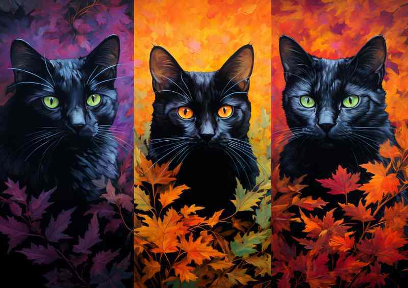 Cats of Autumn A Pictorial Journey Through Fall | Metal Poster