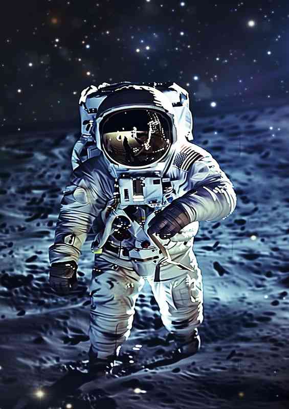 Astronaut floating in space with stars | Metal Poster