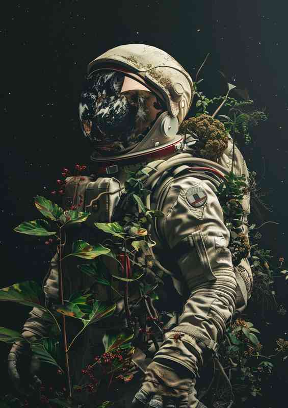 Astronaut taking plants back to earth | Metal Poster