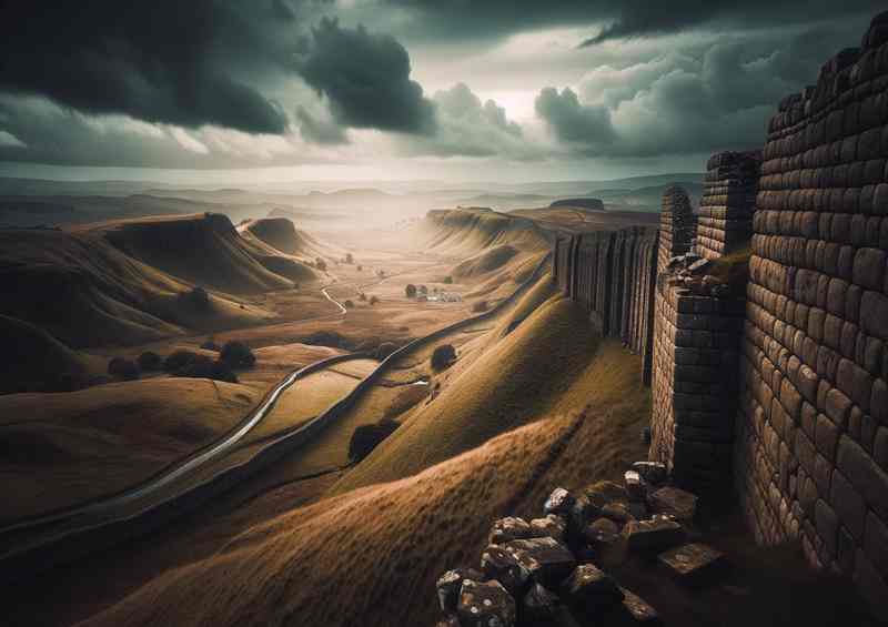 Hadrians Wall The ancient Roman wall | Metal Poster