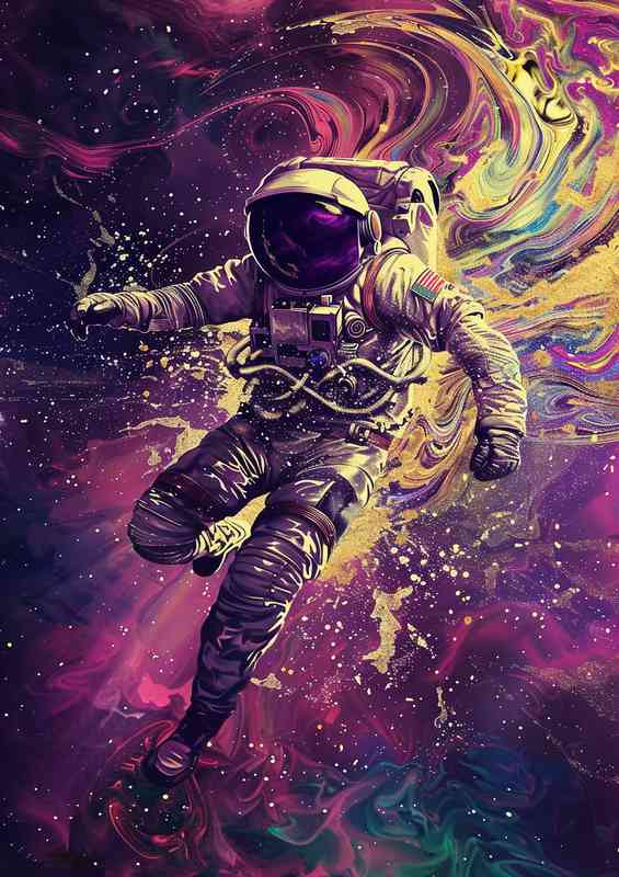 Liquid spaceman art | Metal Poster