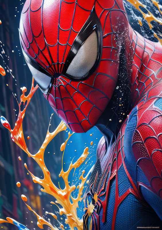 Splash art spider man | Metal Poster