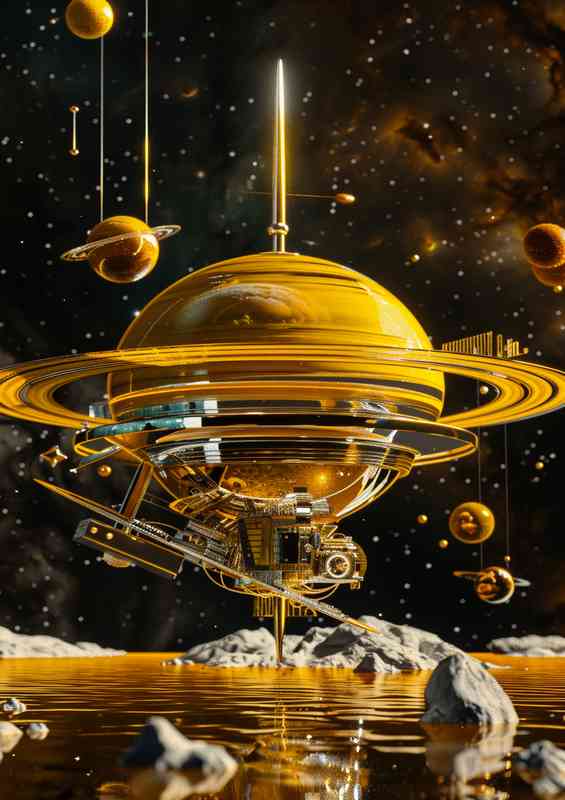 Saturn space sculpture | Metal Poster