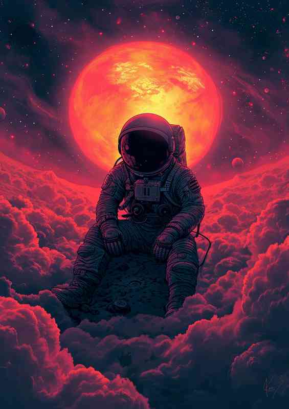 Sitting on a space rock | Metal Poster