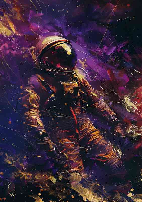 Space man in abstract style | Metal Poster