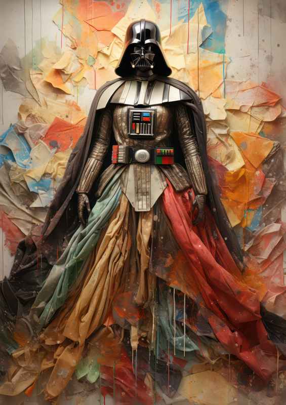 Star wars patchwork collage splashed with colour | Metal Poster