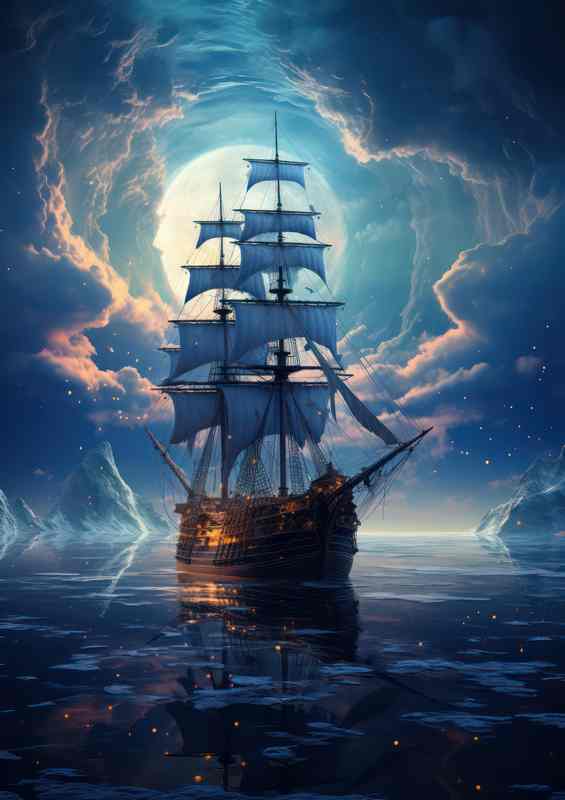 Moons Caress Galleon Sails | Metal Poster
