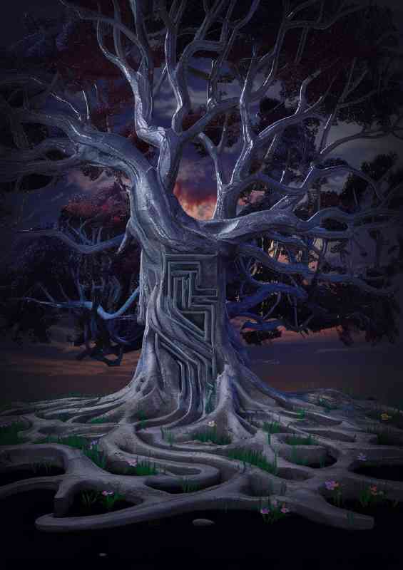 The Maze surreal tree | Metal Poster