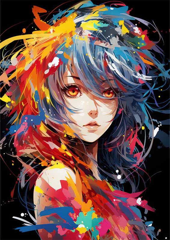Art image anime girl with splash art | Metal Poster