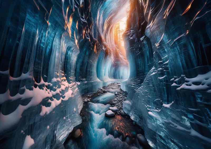 Ice Crystal Frozen Wonders Canyons with Walls - Poster