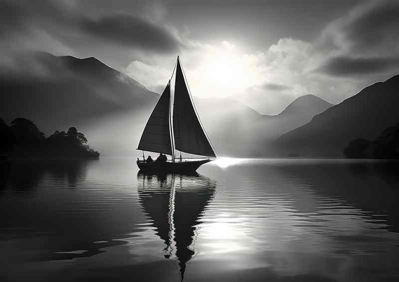 Enchanting Moonlight Over Serene Yacht | Metal Poster