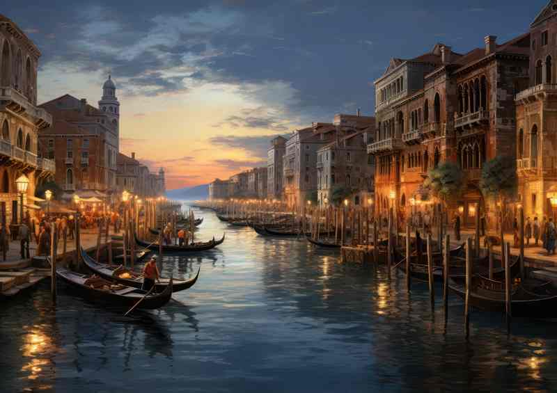 Evening Glow Grand Canal's Sunset Serenade | Metal Poster
