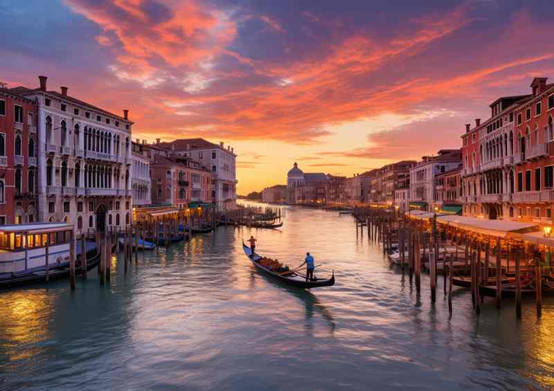 Golden Moments Grand Canal Sunset Reflections | Metal Poster