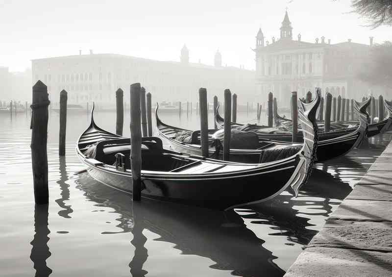 Gondolas Evening Reflections In Venice | Metal Poster