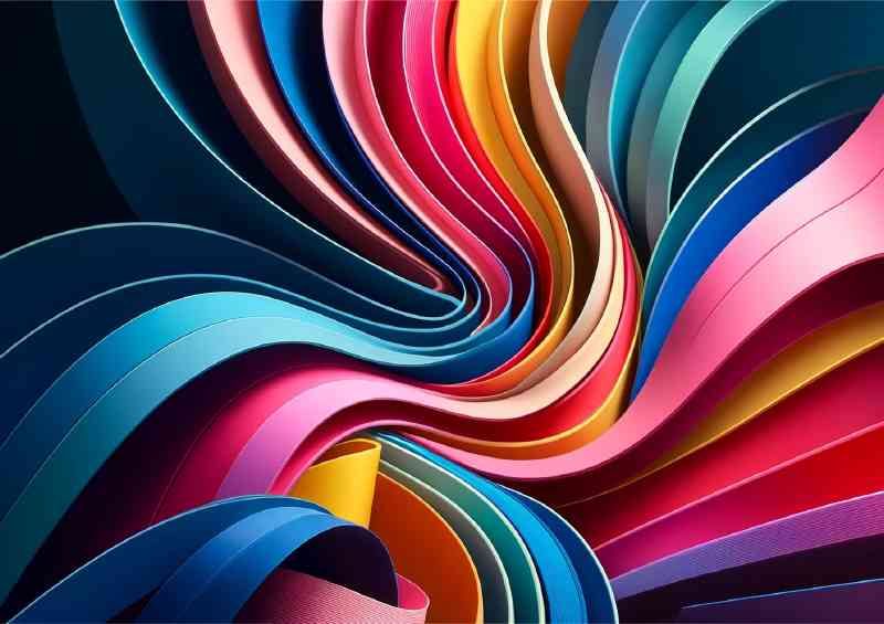 Colorful paper art with smooth flowing layers | Metal Poster