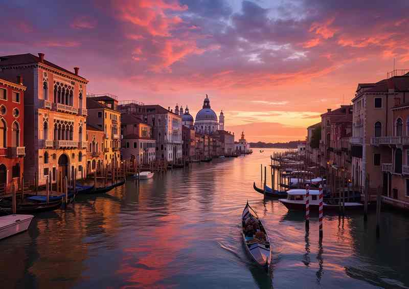 Grand Canal Tranquility Sunsets Gentle Caress | Metal Poster