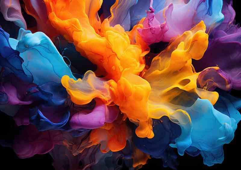 Liquid form of colourful burst | Metal Poster