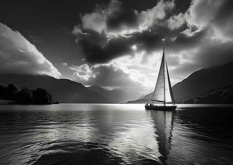 Sailing Serenity Yacht On Tranquil Waters | Metal Poster