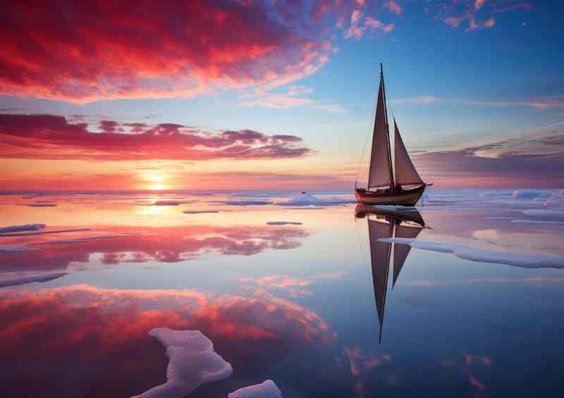 Sunset Serenade Yachts Oceanic Journey | Metal Poster