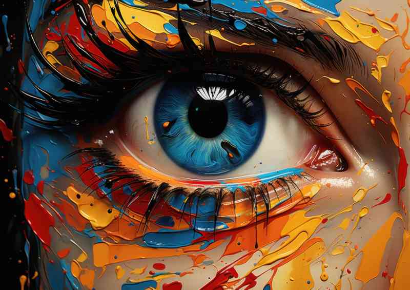 Deep blue eye abstract face | Metal Poster