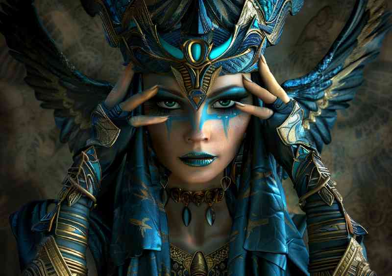 Egyptian goddess in blue and glod | Metal Poster