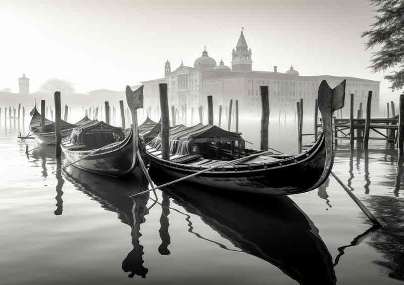 Venices Tranquil Waters Gondola Silhouett | Metal Poster