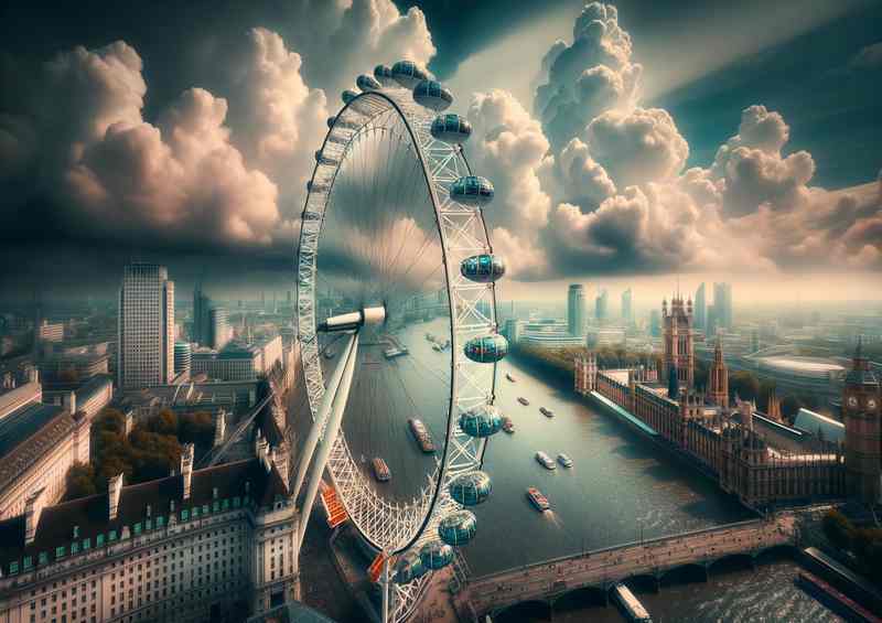 London Eye Giant Ferris Wheel Offering Citys Best Views | Metal Poster
