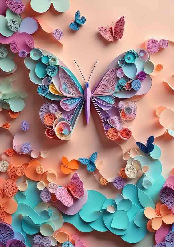 A Symphony of Flowers and Animal Imagery Butterflies | Metal Poster