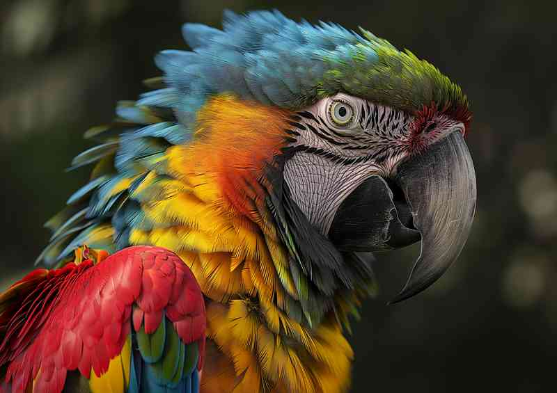 Head shot of a colourful Parrot | Metal Poster