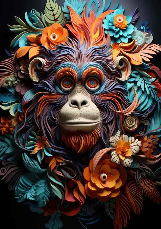 Blooms and Beasts Melvin The Monkey | Metal Poster